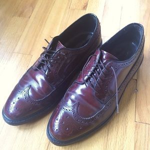 10.5 E Hanover USA Wingtips LWB Burgundy Cordovan Color Vintage Corrected Grain